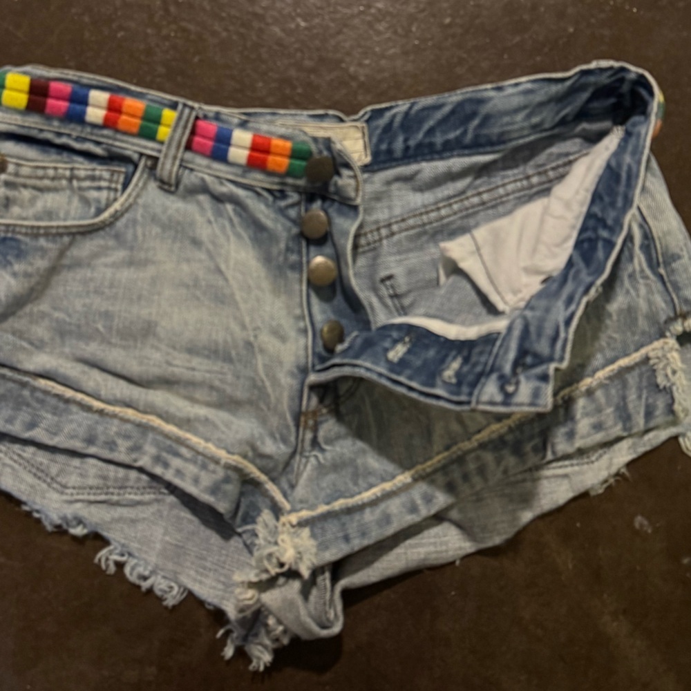 Free People Embroider Waist Denim Shorts - Picture 3 of 7